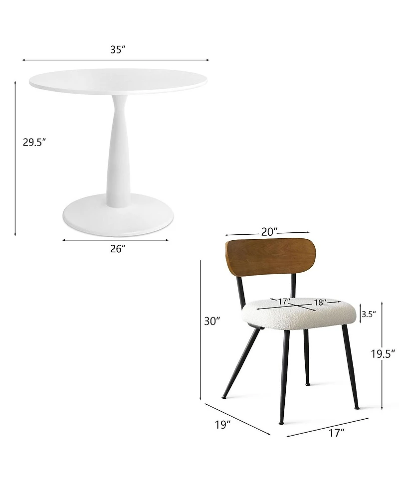 Elegant 5-Piece Dining Set Featuring a 35-Inch Round Table with 4 Stylish Chairs for Modern Dining Spaces-Maison Boucle