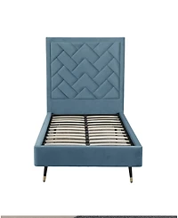 Manhattan Comfort Crosby Modern Twin-Size Velvet Upholstered Bedframe and Headboard