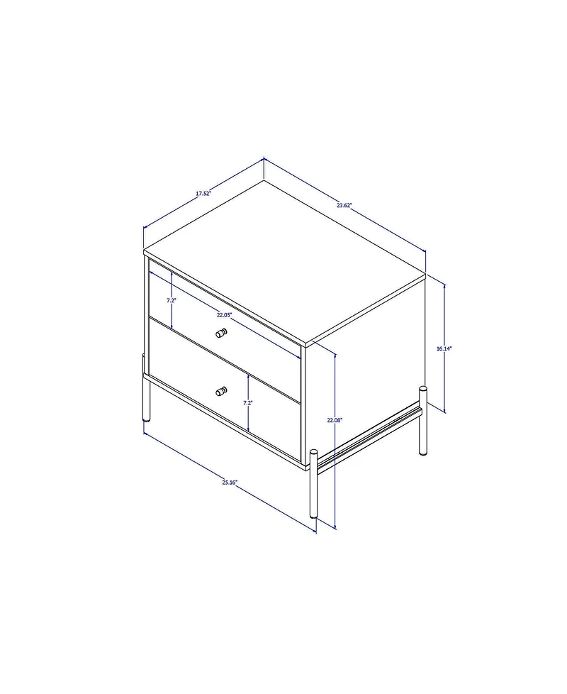 Manhattan Comfort Jasper 22.08" Wood 2-Drawer Nightstand