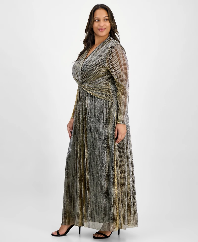 Anne Klein Plus Twist-Front Maxi Dress