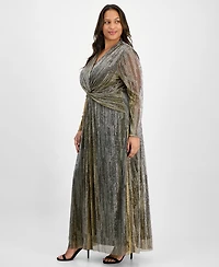 Anne Klein Plus Twist-Front Maxi Dress
