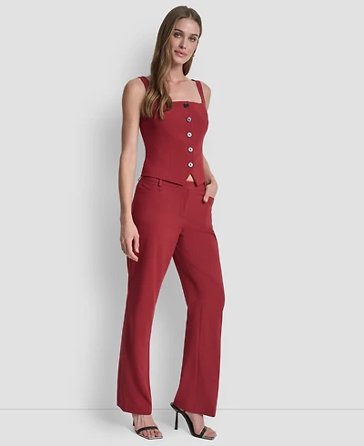Dkny Petite Mid-Rise Streamlined Modern Fit Trouser