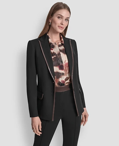 Dkny Petite 2-Button Notch Collar Ponte Jacket