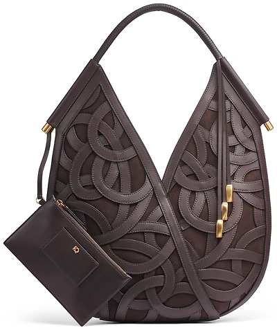 Donna Karan New York Baldwin Woven Leather Floral Shoulder Bag