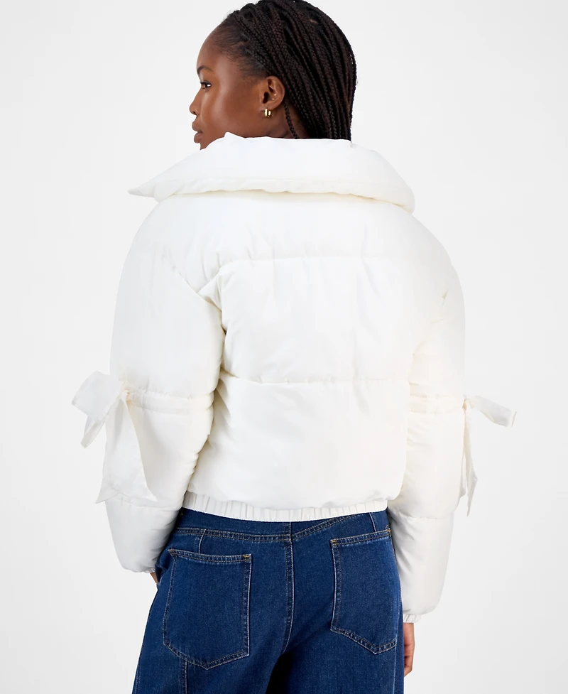 Madden Girl Juniors' Bow-Trim Puffer Jacket