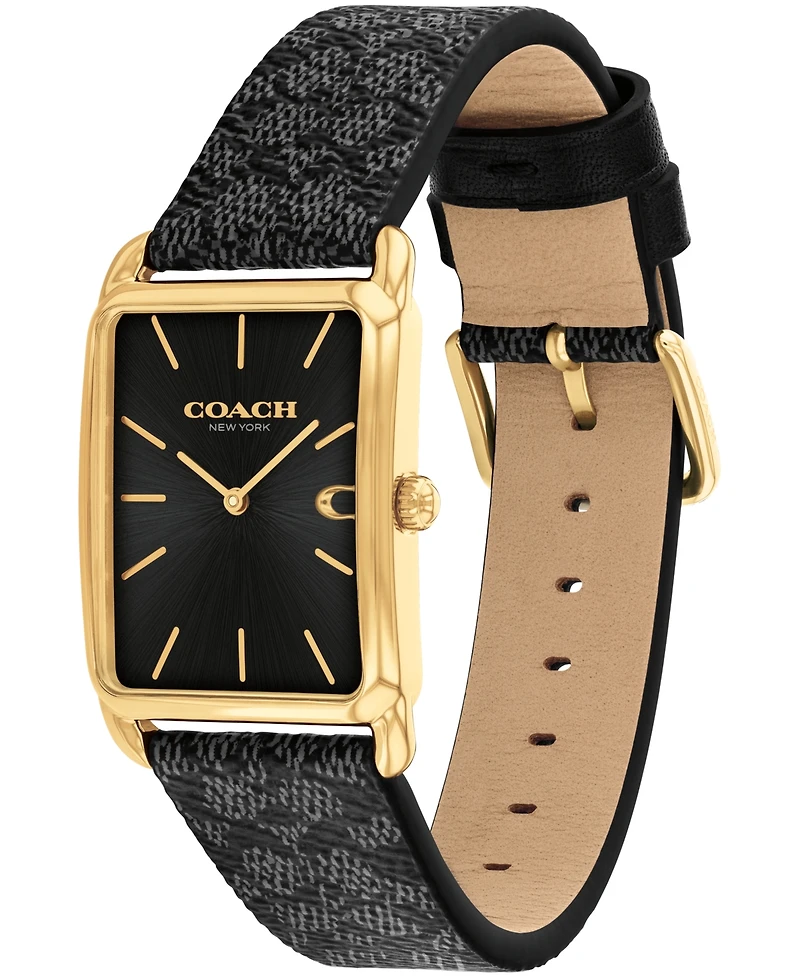 Coach Men's Elliot Black Leather Strap Watch, 32 x 36mm