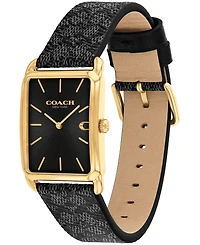 Coach Men's Elliot Black Leather Strap Watch, 32 x 36mm