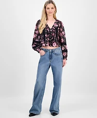 And Now This Petite Printed Long-Sleeve Ruffle Top, Macy's Exclusive