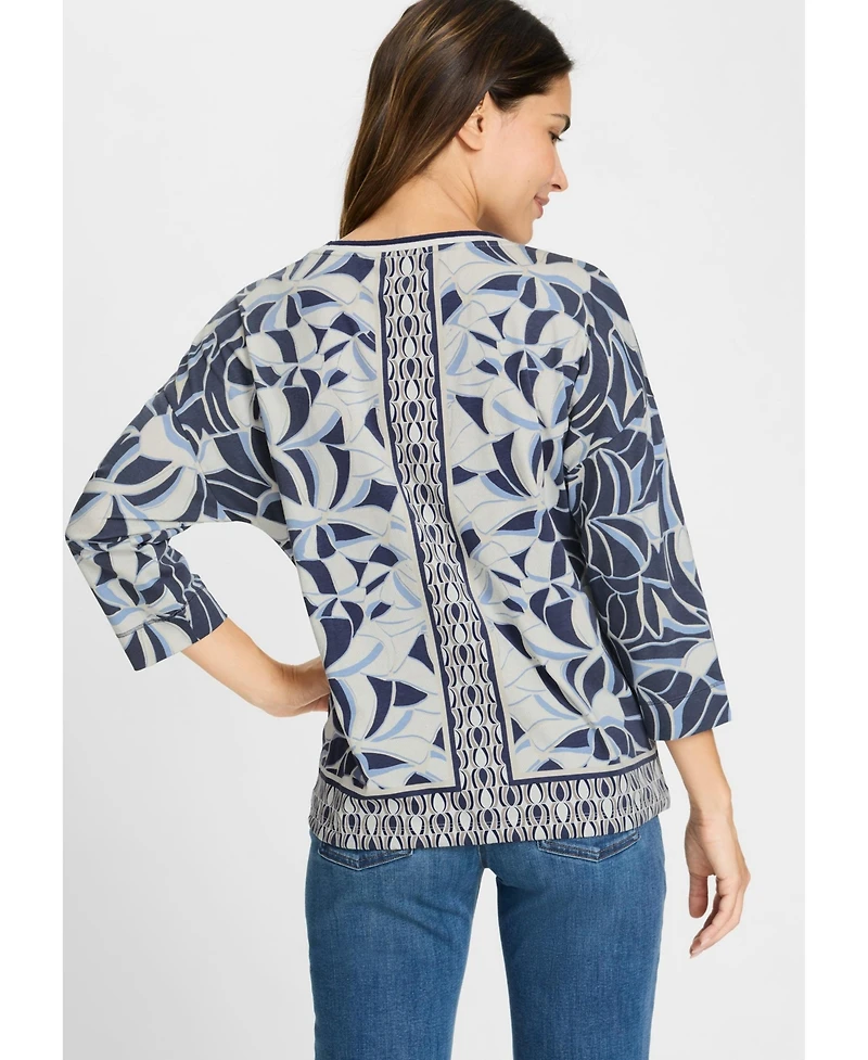 Olsen Abstract Leaf & Border Print T-Shirt
