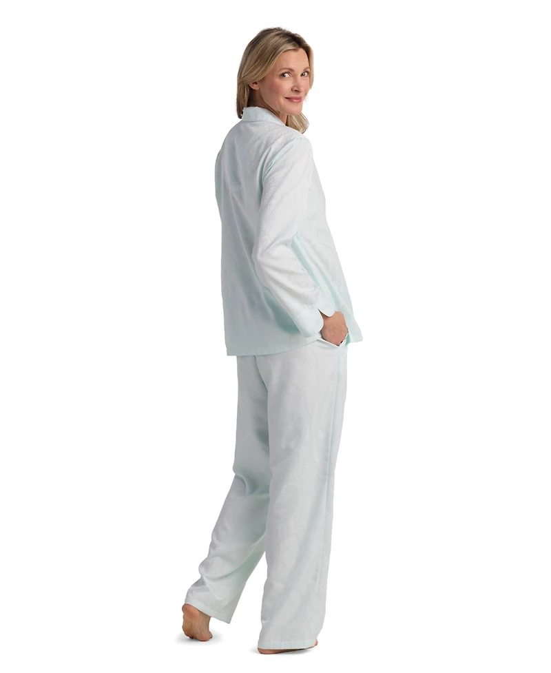 Miss Elaine Women's 2-Piece Notch Collar Top and Pull-On Pants Pajama Set