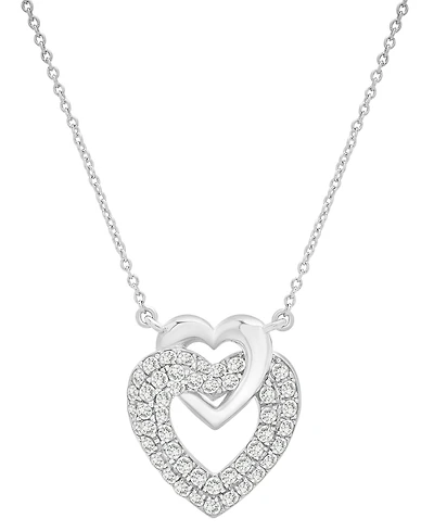 Diamond Double Heart Necklace (1/2 ct.t.w.) in Sterling Silver