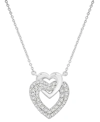 Diamond Double Heart Necklace (1/2 ct.t.w.) in Sterling Silver