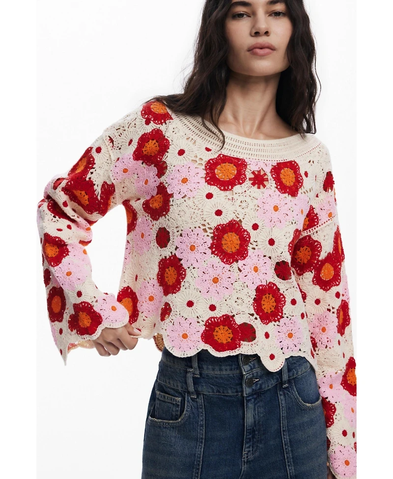 Desigual Women's Multicolor crochet top