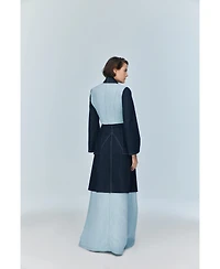 Jendue Us Women's Monte Maxi Denim Skirt - Two-Tone Design