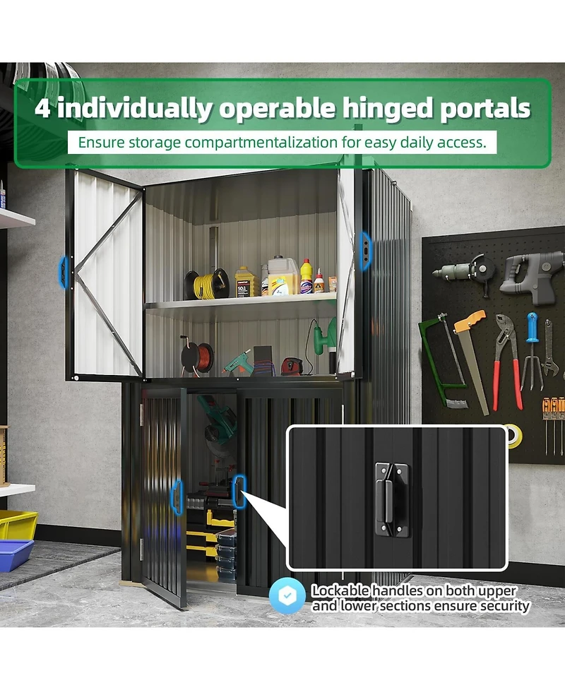 Aecojoy Outdoor Storage Cabinet Waterproof with Shelves, Vertical Tall Sheds