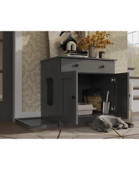 Palace Imports 100% Solid Wood Ziva 2-Door Cat Litter Box Enclosure with Catch