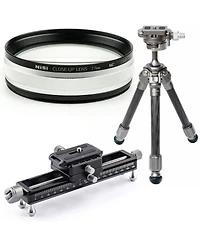 NiSi Close Up Lens Kit Nc 77mm with 67 & 72mm Adapters Bundle with NiSi Nm-180 Macro Focusing Rail, Explorer Gx-kit Carbon Fiber Table Top Tripod