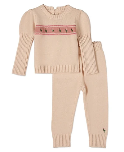 2 Piece Baby and Toddler Girls "Tiptoe Through The Tulips" Embroidered Legging Set