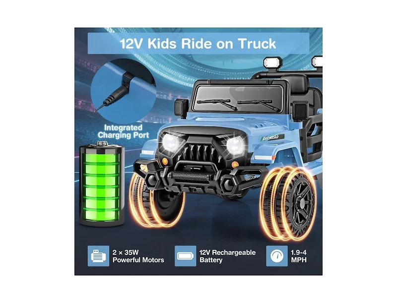 Akiudex 12V Kids Ride On Truck with Remote Control