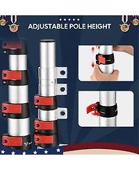 Yescom Ez Go 14ft Telescopic Flag Pole Kit with Starlink Gen3 Pipe Adapter for Outdoor Tailgate Party, Sliver