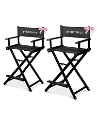 Byootique 28" Height Tall Director Chair Folding Artist Makeup Salon 2 Pack
