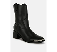 Iliad Genuine Leather Metallic Accent Ankle Boots Women