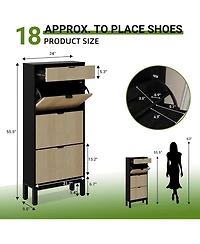 gaomon Shoe Storage Cabinet with 3 Flip Drawers and 1 Drawer, Entryway Shoe Organizer with Adjustable Shelves and Metal Legs, Space-Saving Narrow Rack