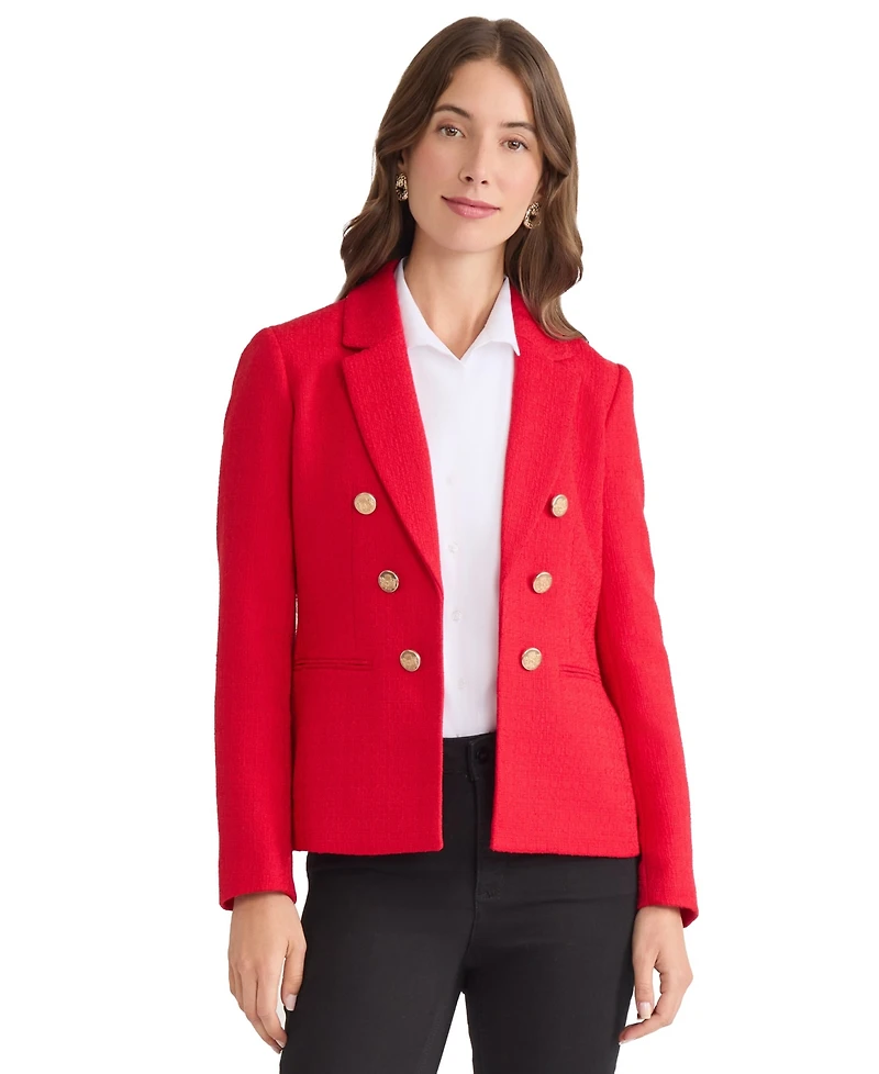 Jones New York Petite Double Breasted Long Sleeves Jacket