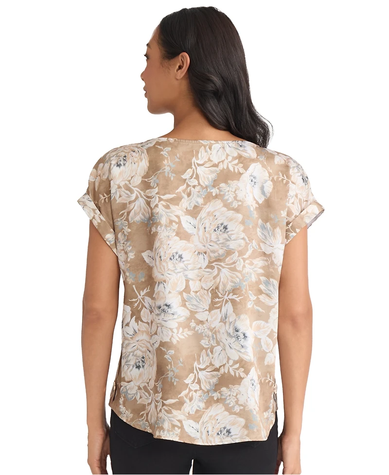 Jones New York Petite Printed Short Sleeve Top