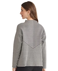 Jones New York Petite Striped Mock Neck Sweater