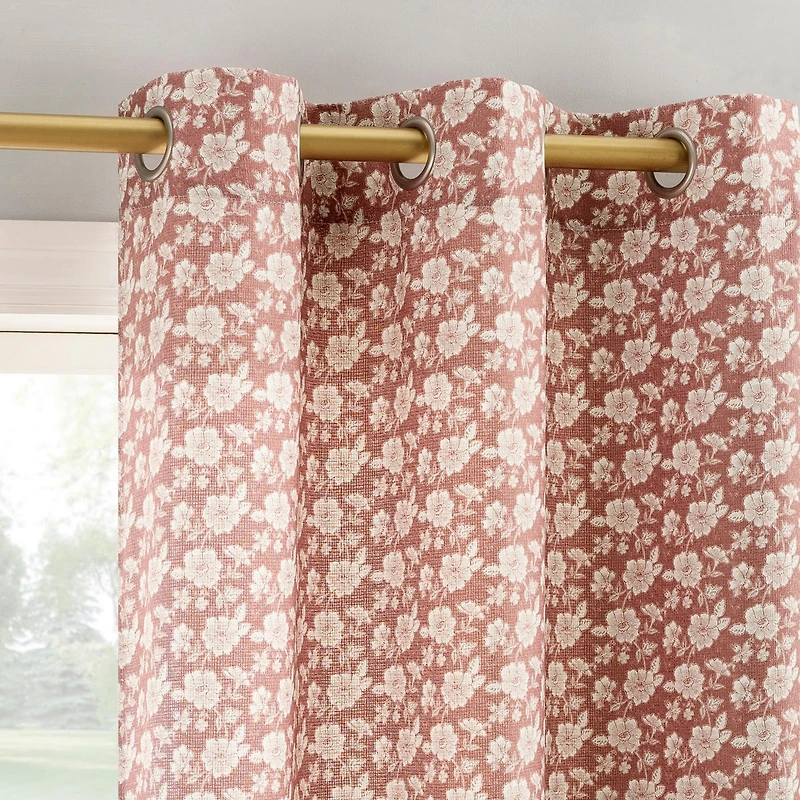 No. 918 Trinity Tonal Floral Semi-Sheer Grommet Curtain Panel