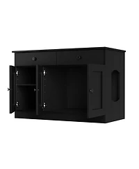 Palace Imports 100% Solid Wood Ziva 3-Door Cat Litter Box Enclosure