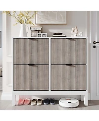 gaomon Shoe Storage Cabinet with 4 Flip Drawers, Wooden Shoe Organizer with Legs, Freestanding Hidden Shoe Rack for Entrance, Foyer, Hallway
