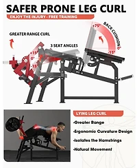 Mikolo Leg Extension and Curl Machine, Single Leg Extension, Lying Leg Curl, Standing Leg Curl, Adjustable Leg Exercise Bench with Plate Loaded, Leg M