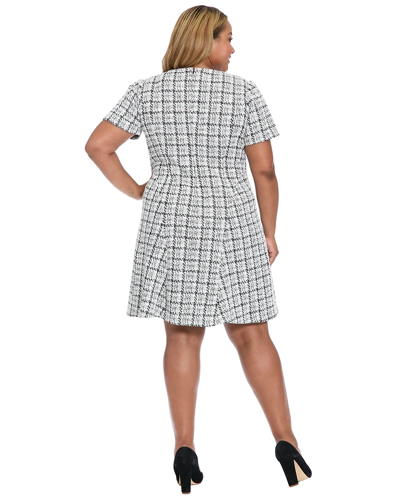 London Times Plus Crewneck Short Sleeve Dress