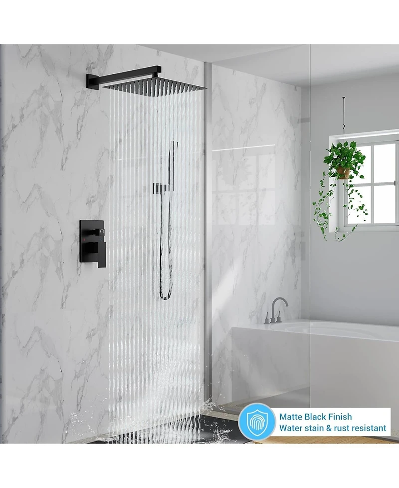 gaomon Bathroom Shower Faucet Set, 12 Inch Rainfall Shower Head With Handheld Combo, Wall Mounted Shower System Shower Fixtures With Pressure-Balanced