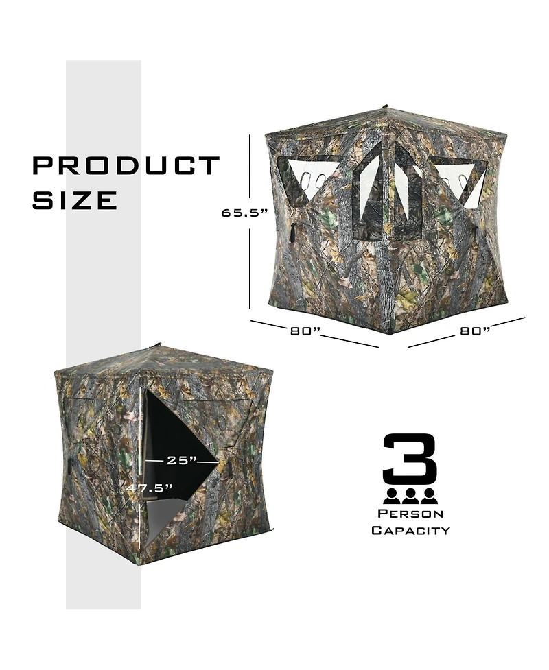 Mecale 3 Person Portable Pop-Up Ground Tent with Gun Ports and Carrying Bag