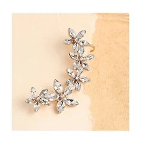 Sohi Women's Silver Embellished Cluster Earcuff Earrings