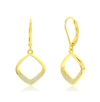 Sterling Silver, Pave Cz Diamond-Shaped Necklace & Earrings Set