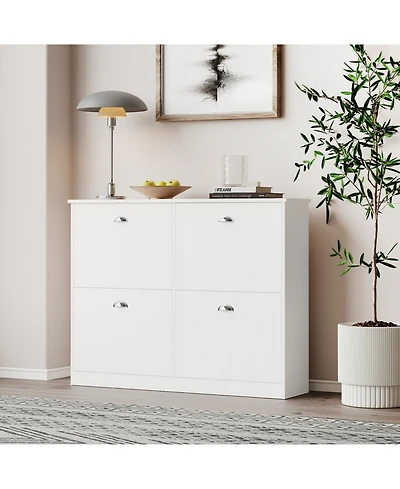 Streamdale Furniture Slim 4-Drawer Shoe Cabinet (White)