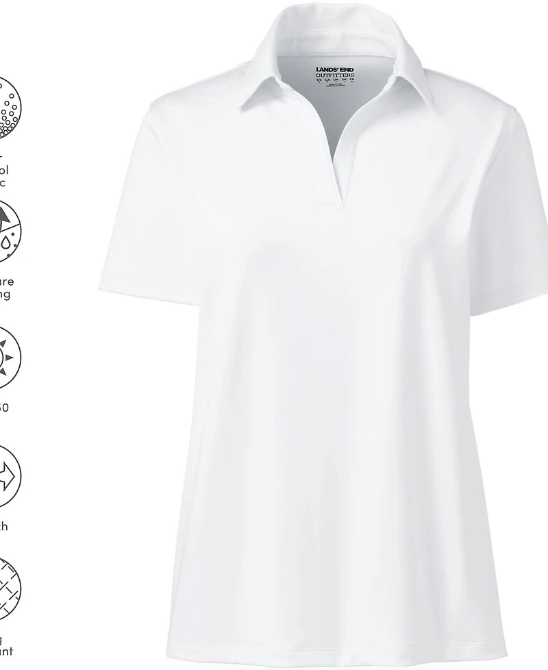 Lands' End Women's Short Sleeve Rapid Dry Sport Neck Polo Shirt