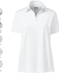 Lands' End Women's Short Sleeve Rapid Dry Sport Neck Polo Shirt