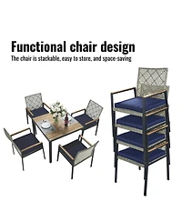 Streamdale Furniture All Weather 5-Piece Patio Dining Set Acacia Table Light Gray
