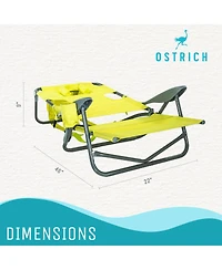 Ostrich On-Your-Back Outdoor Reclining Beach Lounge Pool Camping Chair, Green