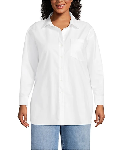 Lands' End Plus Oversized Oxford Button Front Shirt