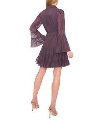 CeCe Women's Tiered Long Sleeve Shirtdress