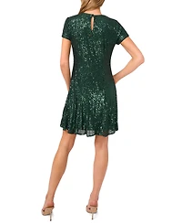 CeCe Women's Short Sleeve Godet Sequin Dress