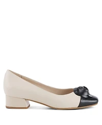 Azura Women's Angelinite Leather Slip-On Cap-Toe Shoes with Floral Applique, Cushioned Insole, and Flexible Low Heel – Everyday Comfort
