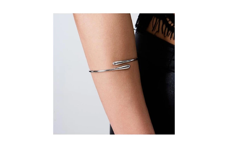 Lucy Quartermaine Cross open drop bangle in Gold Vermeil