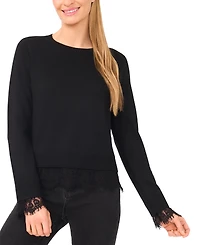 CeCe Women's Lace Hem Long Sleeves Sweater
